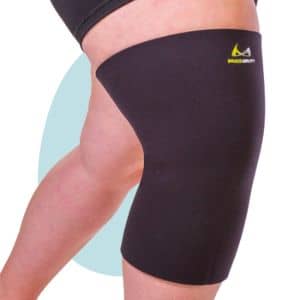Braceability Plus Size Neoprene Sleeve on a woman's knee, top knee sleeve for large legs