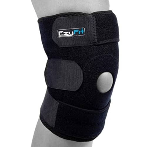 The EzyFit knee brace on someone's knee with osteoarthritis